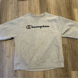 Champion Men's Crewneck Sweater in Light Gray